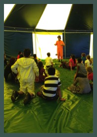 A Circus workshop in a school with our Circus tent