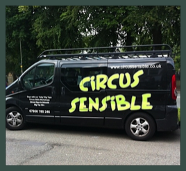 The Circus Sensible van at another Day of Circus workshops in Schools