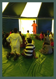 A Circus workshop in a school with our Circus tent